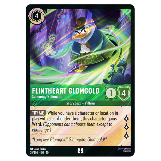 Flintheart Glomgold - Scheming Billionaire 76/204 card from the Lorcana set Whispers in the Well