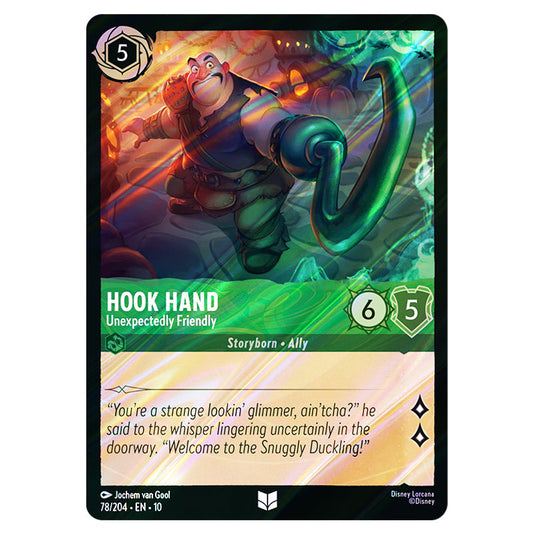 Hook Hand - Unexpectedly Friendly 78/204 card from the Lorcana set Whispers in the Well