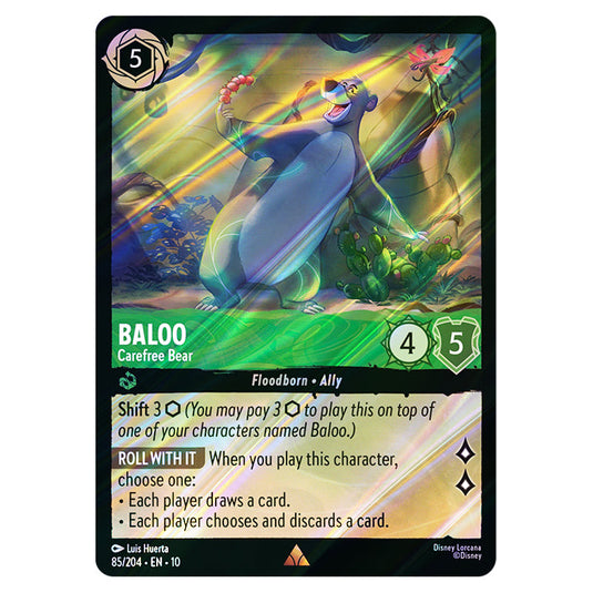 Baloo - Carefree Bear 85/204 card from the Lorcana set Whispers in the Well