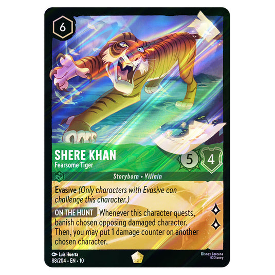 Shere Khan - Fearsome Tiger 88/204 card from the Lorcana set Whispers in the Well