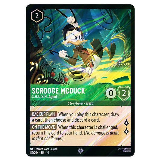 Scrooge McDuck - S.H.U.S.H. Agent 89/204 card from the Lorcana set Whispers in the Well
