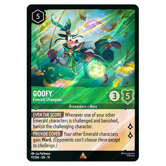 Goofy - Emerald Champion 91/204 card from the Lorcana set Whispers in the Well