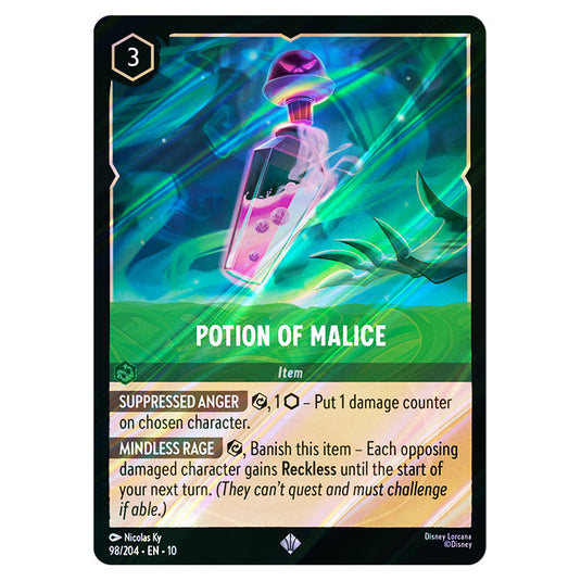 Potion of Malice 98/204 card from the Lorcana set Whispers in the Well