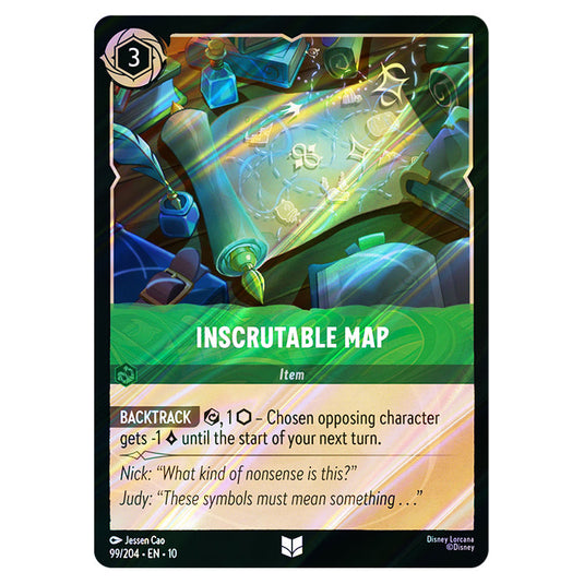 Inscrutable Map 99/204 card from the Lorcana set Whispers in the Well