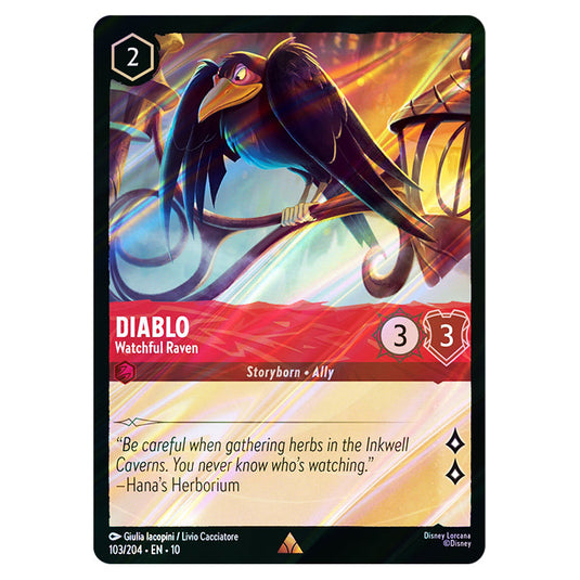 Diablo - Watchful Raven 103/204 card from the Lorcana set Whispers in the Well