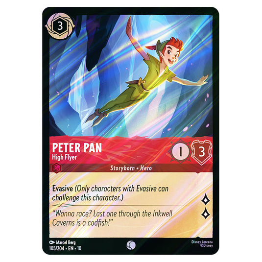 Peter Pan - High Flyer 105/204 card from the Lorcana set Whispers in the Well