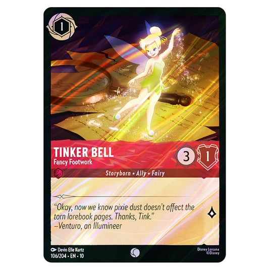 Tinker Bell - Fancy Footwork 106/204 card from the Lorcana set Whispers in the Well