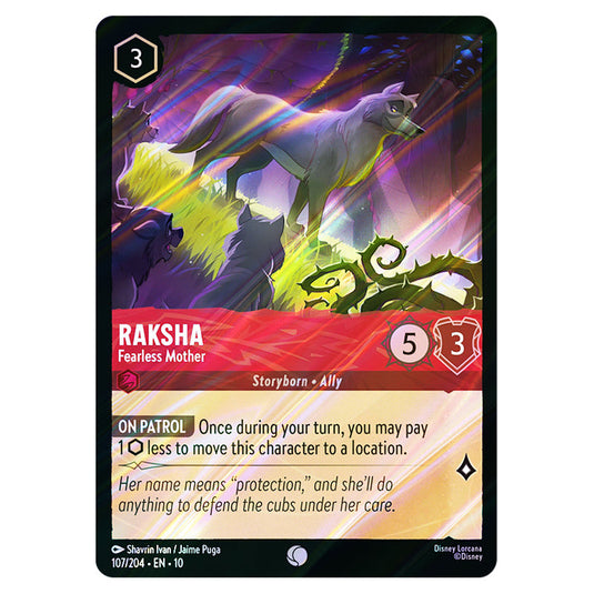 Raksha - Fearless Mother 107/204 card from the Lorcana set Whispers in the Well