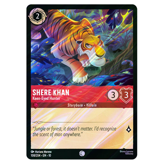 Shere Khan - Keen‐Eyed Hunter 108/204 card from the Lorcana set Whispers in the Well