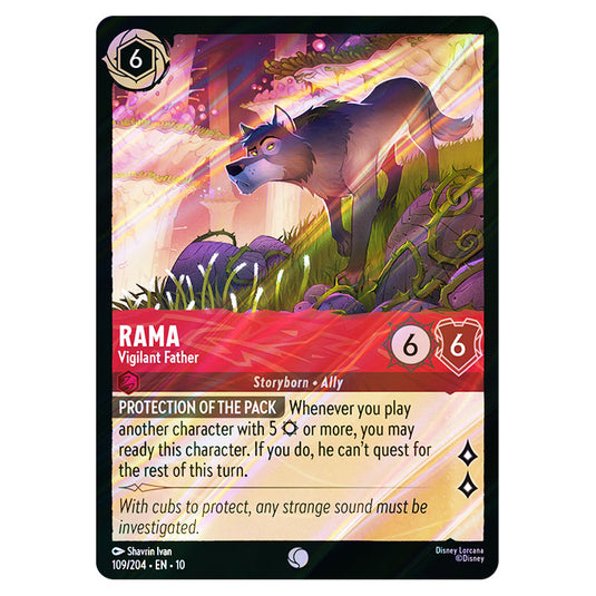 Rama - Vigilant Father 109/204 card from the Lorcana set Whispers in the Well