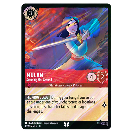 Mulan - Standing Her Ground 126/204 card from the Lorcana set Whispers in the Well