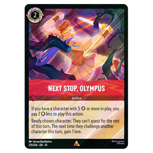 Next Stop, Olympus 129/204 card from the Lorcana set Whispers in the Well