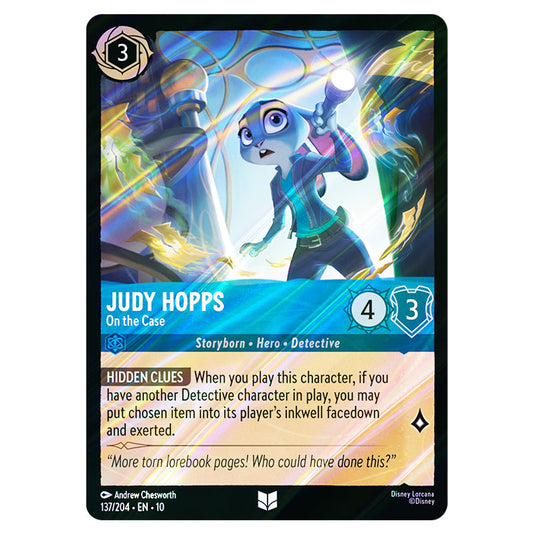 Lorcana - Whispers in the Well - Judy Hopps - On the Case (Uncommon) - Lorcana - Whispers in the Well - Judy Hopps - On the Case (Uncommon) -