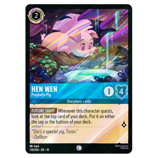 Hen Wen - Prophetic Pig 138/204 card from the Lorcana set Whispers in the Well
