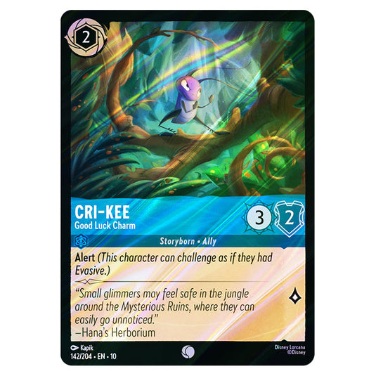 Cri‐Kee - Good Luck Charm 142/204 card from the Lorcana set Whispers in the Well