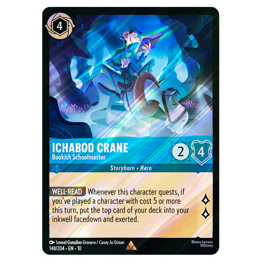 Ichabod Crane - Bookish Schoolmaster 148/204 card from the Lorcana set Whispers in the Well