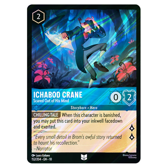Ichabod Crane - Scared Out of His Mind 152/204 card from the Lorcana set Whispers in the Well