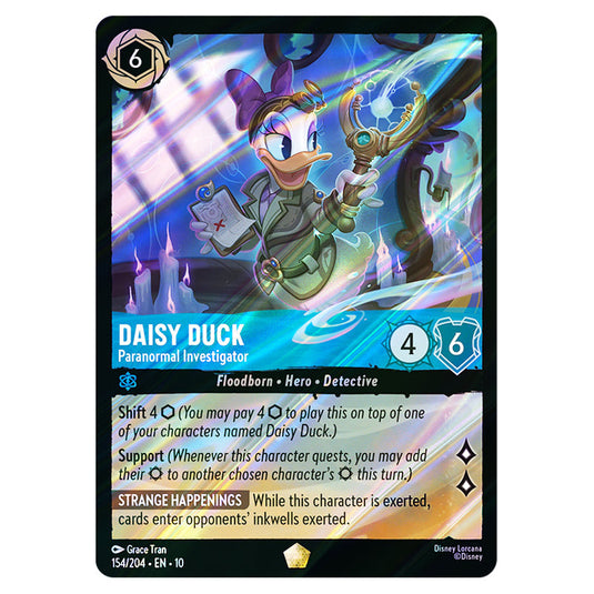 Daisy Duck - Paranormal Investigator 154/204 card from the Lorcana set Whispers in the Well