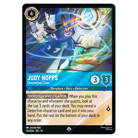 Judy Hopps - Uncovering Clues 156/204 card from the Lorcana set Whispers in the Well