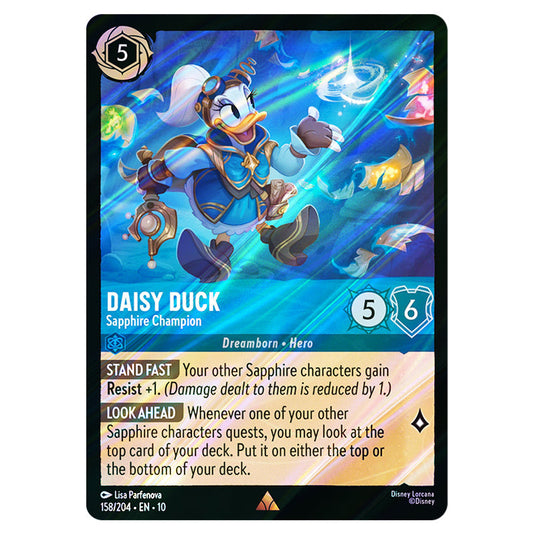 Daisy Duck - Sapphire Champion 158/204 card from the Lorcana set Whispers in the Well