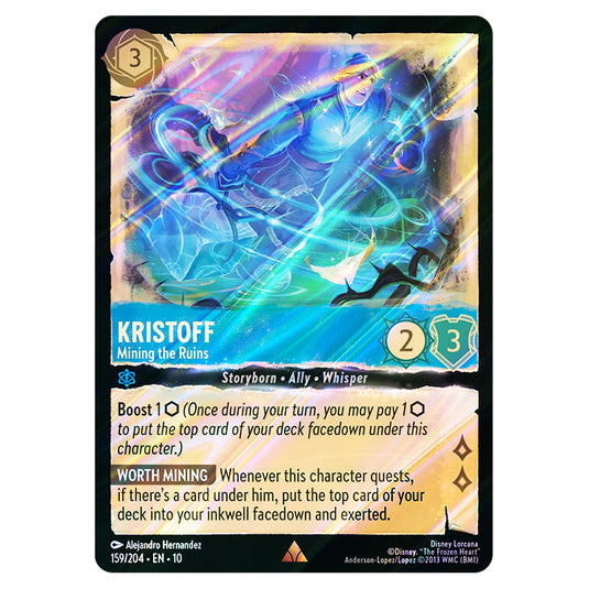 Kristoff - Mining the Ruins 159/204 card from the Lorcana set Whispers in the Well