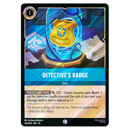 Detective's Badge 166/204 card from the Lorcana set Whispers in the Well