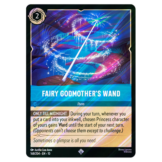 Fairy Godmother's Wand 168/204 card from the Lorcana set Whispers in the Well