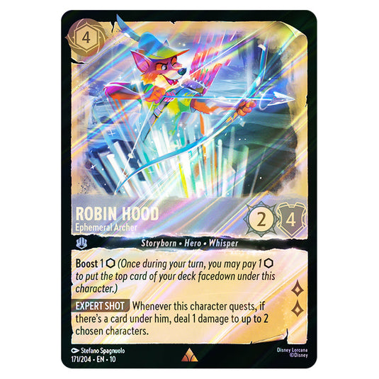 Robin Hood - Ephemeral Archer 171/204 card from the Lorcana set Whispers in the Well