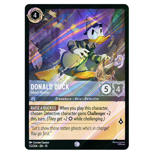 Donald Duck - Ghost Hunter 172/204 card from the Lorcana set Whispers in the Well