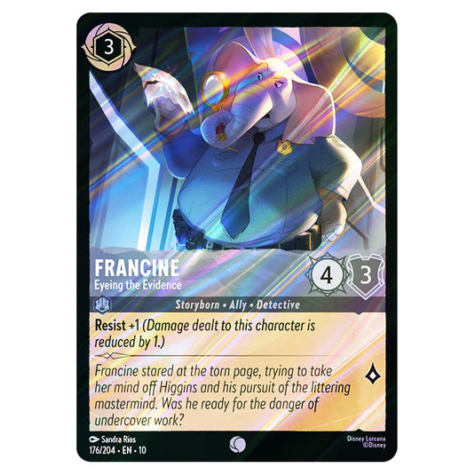 Francine - Eyeing the Evidence 176/204 card from the Lorcana set Whispers in the Well