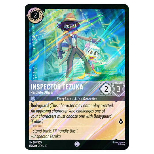 Inspector Tezuka - Resolute Officer 177/204 card from the Lorcana set Whispers in the Well