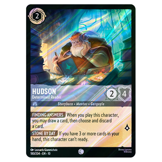 Hudson - Determined Reader 180/204 card from the Lorcana set Whispers in the Well