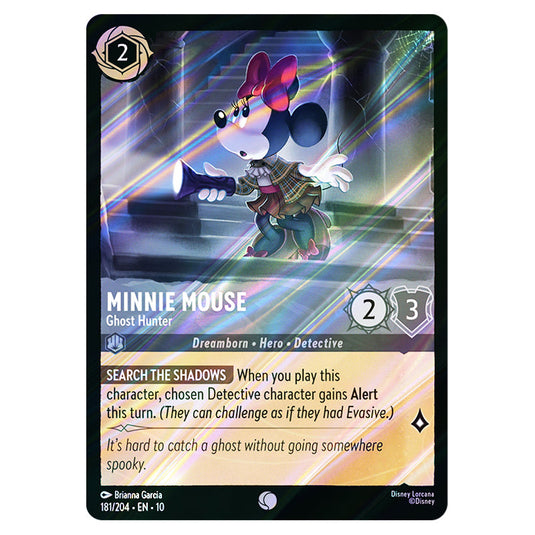 Minnie Mouse - Ghost Hunter 181/204 card from the Lorcana set Whispers in the Well