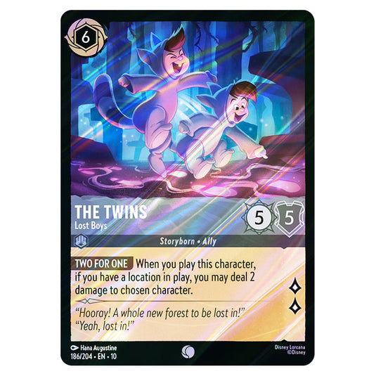 The Twins - Lost Boys 186/204 card from the Lorcana set Whispers in the Well