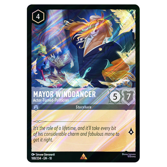 Mayor Winddancer - Actor‐Turned‐Politician 188/204 card from the Lorcana set Whispers in the Well