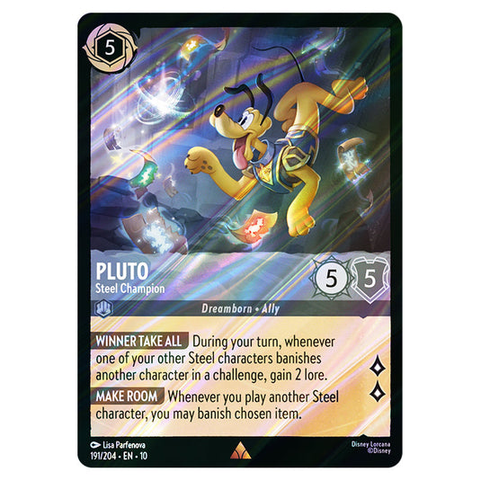 Pluto - Steel Champion 191/204 card from the Lorcana set Whispers in the Well