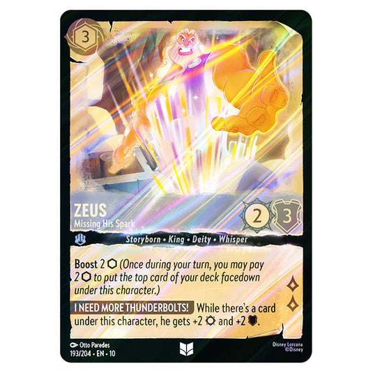 Zeus - Missing His Spark 193/204 card from the Lorcana set Whispers in the Well