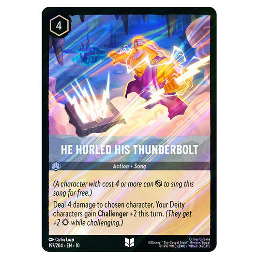 He Hurled His Thunderbolt 197/204 card from the Lorcana set Whispers in the Well