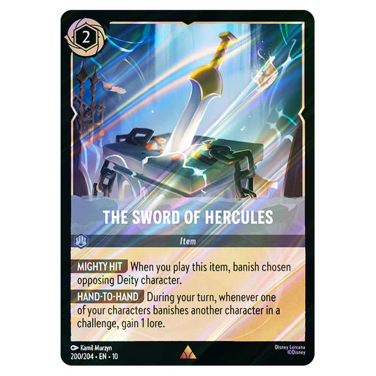 The Sword of Hercules 200/204 card from the Lorcana set Whispers in the Well