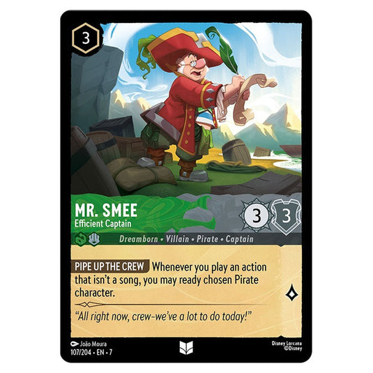 Mr. Smee - Efficient Captain 107/204 card from the Lorcana set Archazia's Island