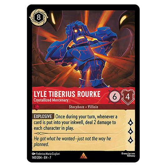 Lyle Tiberius Rourke - Crystallized Mercenary 140/204 card from the Lorcana set Archazia's Island