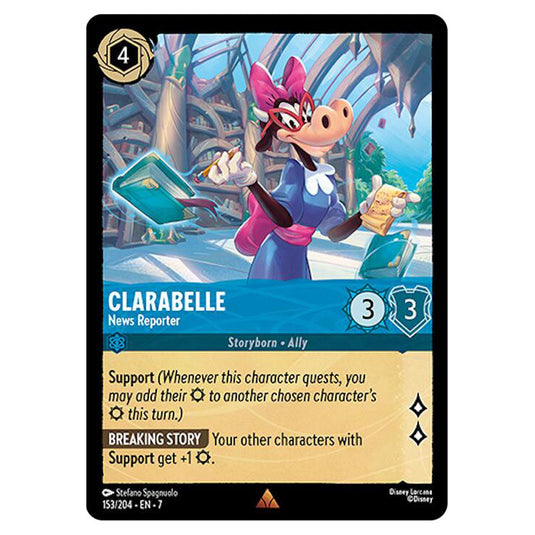 Lorcana - Archazia's Island - Clarabelle - News Reporter (Rare) - 153/ Lorcana - Archazia's Island - Clarabelle - News Reporter (Rare) - 153/