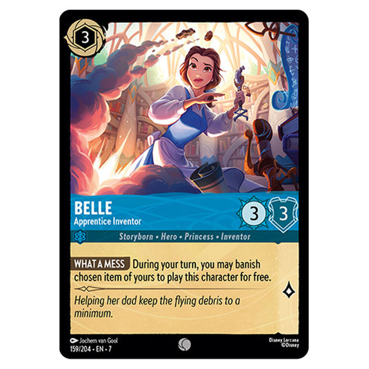 Belle - Apprentice Inventor 159/204 card from the Lorcana set Archazia's Island