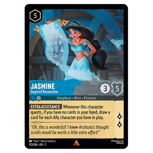 Jasmine - Inspired Researcher 173/204 card from the Lorcana set Archazia's Island
