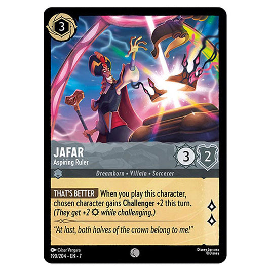 Jafar - Aspiring Ruler 190/204 card from the Lorcana set Archazia's Island