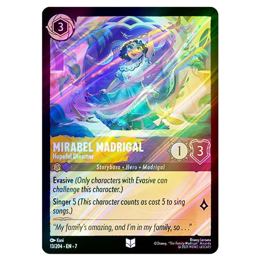 Mirabel Madrigal - Hopeful Dreamer 13/204 card from the Lorcana set Archazia's Island