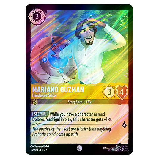 Mariano Guzman - Handsome Suitor 16/204 card from the Lorcana set Archazia's Island
