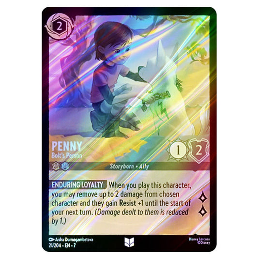 Penny - Bolt's Person 21/204 card from the Lorcana set Archazia's Island
