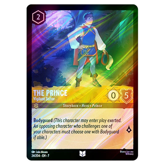 The Prince - Vigilant Suitor 24/204 card from the Lorcana set Archazia's Island