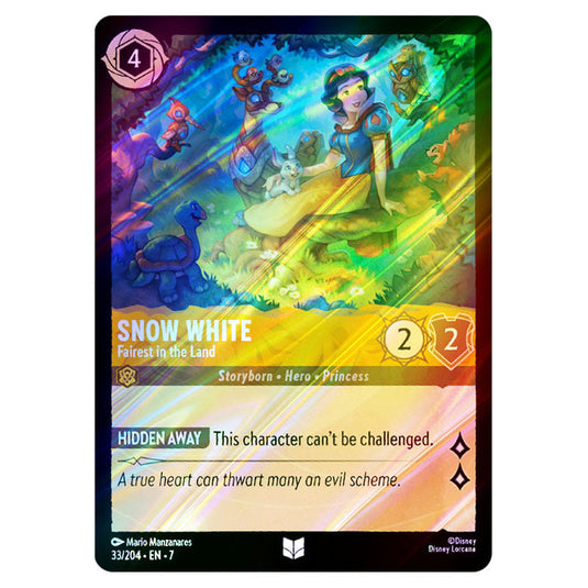 Snow White - Fairest in the Land 33/204 card from the Lorcana set Archazia's Island